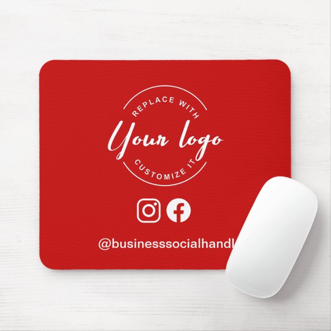 Custom Logo Red Business Branding social handle Mousepad (Mit Mouse)