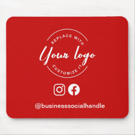 Custom Logo Red Business Branding social handle Mousepad