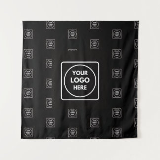 Custom Logo Repeating Background Black Wall Design Wandteppich