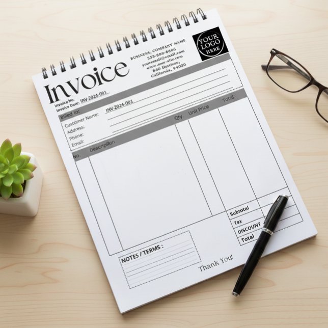 Custom Logo Small Business Invoice Sales Receipt Notizblock (Von Creator hochgeladen)