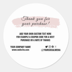 Custom Logo Social Media elegante Dankeschön Karte Runder Aufkleber