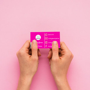 Custom Logo Social Media Gold QR Code Rosa Visitenkarte