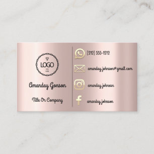 Custom Logo Social Media Gold QR Code Rose Gold Visitenkarte