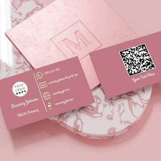 Custom Logo Social Media Gold QR Code Rose Visitenkarte