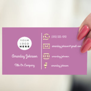 Custom Logo Social Media Gold QR Code Violet Visitenkarte