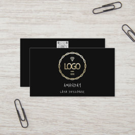 Custom Logo Social Media QR Code Gold Black Visitenkarte