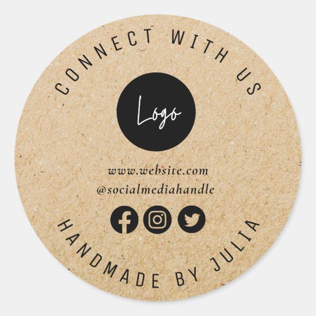 Custom Logo Social Media Runder Aufkleber (Vorderseite)