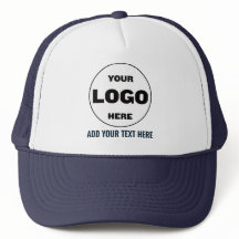 Custom Logo & Text Baseball Trucker Hat - Navy Cap