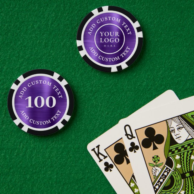 Custom Logo & Text Purple Business Casino Night Pokerchips (Pokertisch (doppelt))