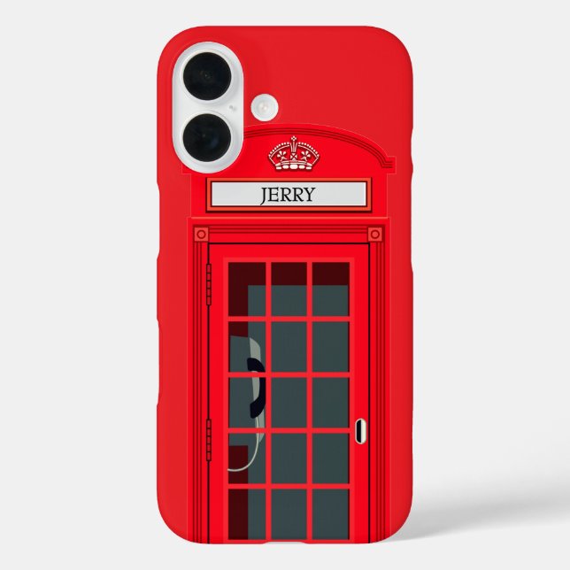Custom London Red Phone Booth iPhone 16 Hülle (Rückseite)