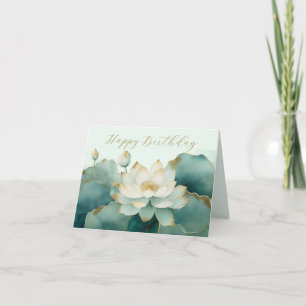 Custom Lotus Blume Gold Kanten Happy Birthday Karte
