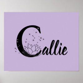 Custom Lotus Blume Monogram Letter C Kinderzimmer  Poster