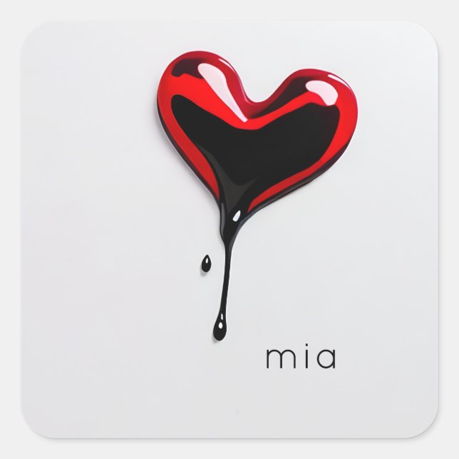 custom love heart monogram name modern minimal  quadratischer aufkleber (Vorderseite)