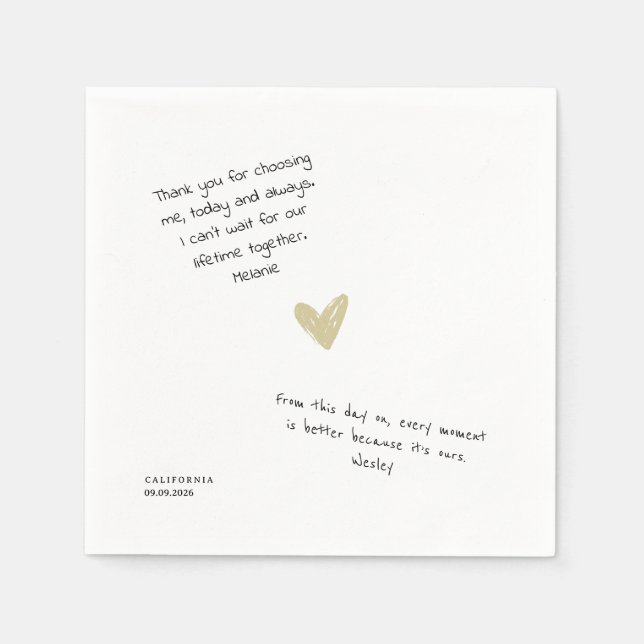 Custom Love Note Handwritten Typo-Personal Wedding Serviette (Vorderseite)
