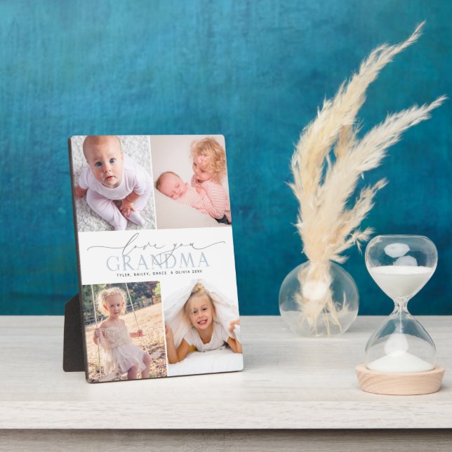Custom Love You Grandma 4 Photo Collage Plaque (Côté)
