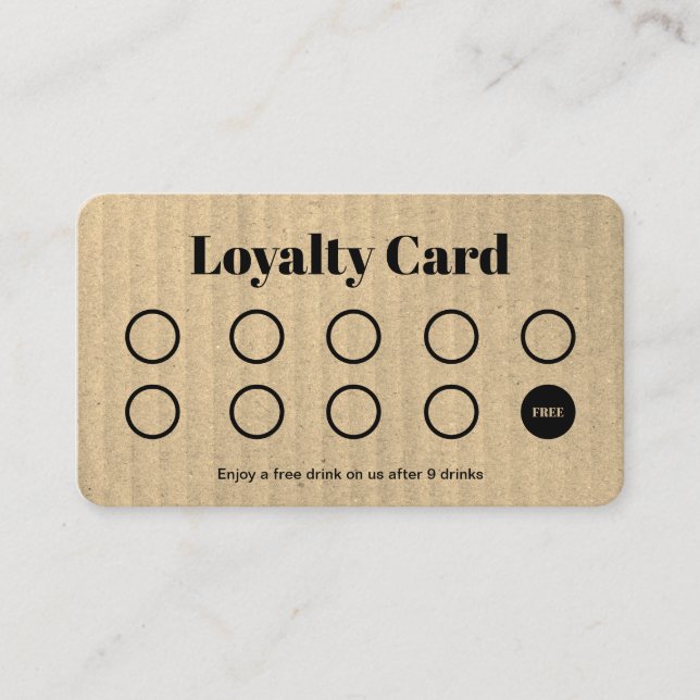 Custom Loyalty Card - Einfache Kraft Papier schwar Treuekarte (Vorderseite)