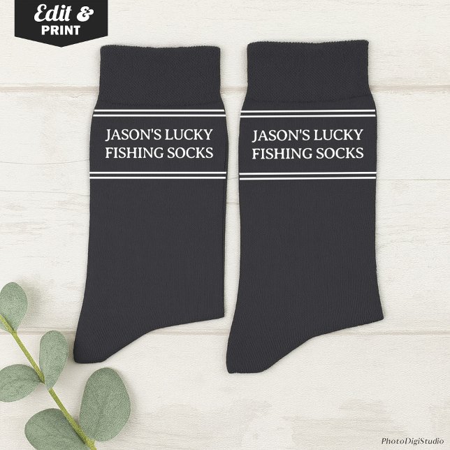 Custom Lucky Fishing Socks Birthday Christmas Gift Socken (Custom Lucky Fishing Socks Gray, Funny Christmas Gift for Dad, Birthday Gift for Husband Fisherman)