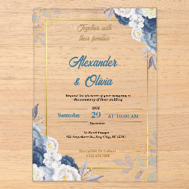 Custom Luxury Floral Acrylic Hochzeitseinladungen Acryleinladungen