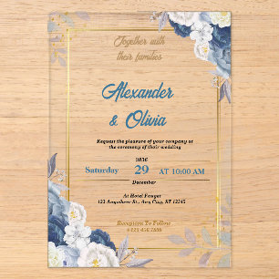 Custom Luxury Floral Acrylic Hochzeitseinladungen Acryleinladungen