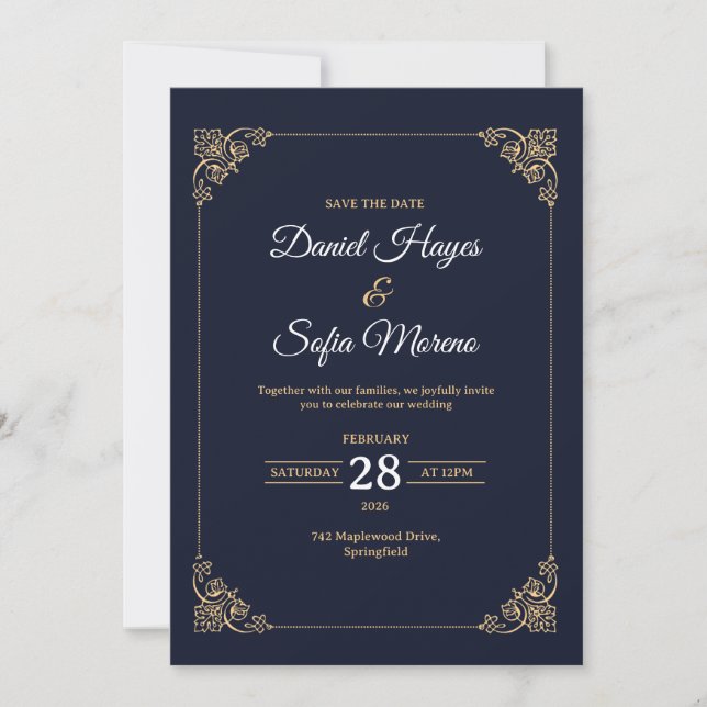 Custom Luxury Gold Wedding Invitation  (Devant)