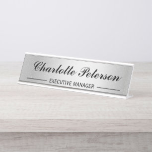 Custom Luxury Silver Metal Führungskraft Schreibtischnamensplakette