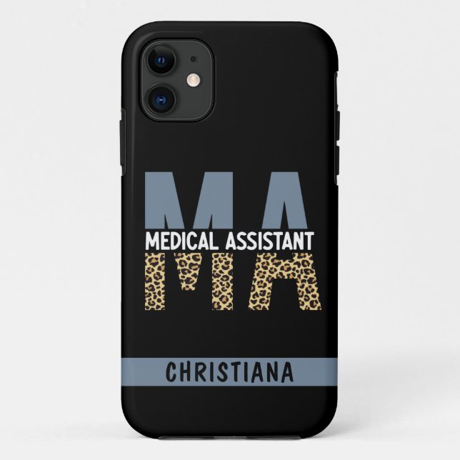 Custom MA Medical Assistant Leopard Print Case-Mate iPhone Hülle (Rückseite)