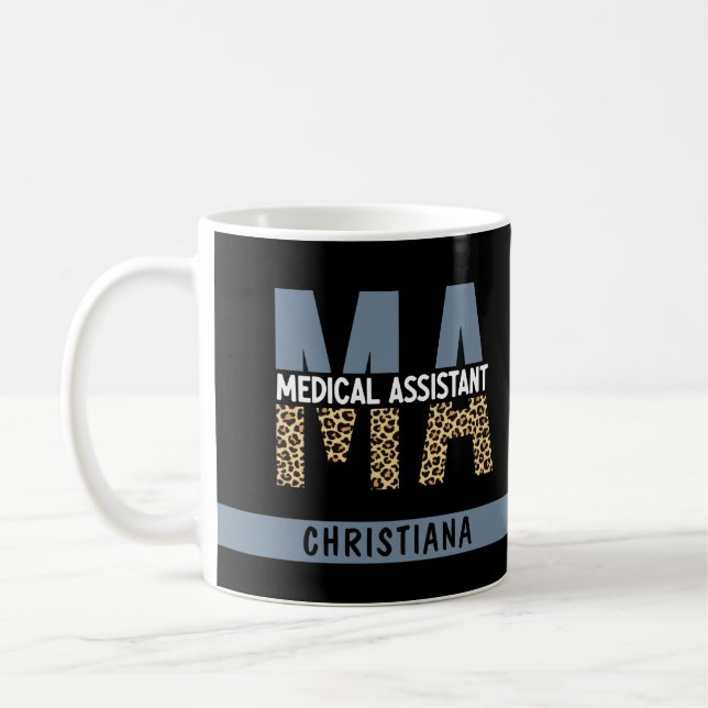 Custom MA Medical Assistant Leopard Print Kaffeetasse (Links)