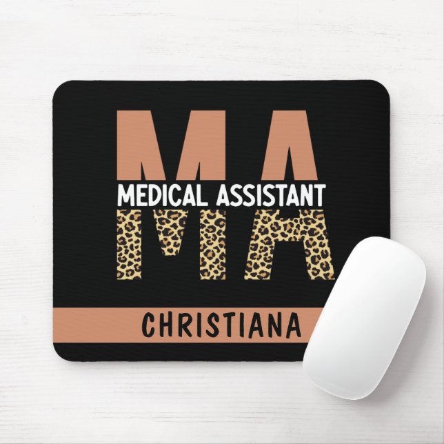 Custom MA Medical Assistant Leopard Print Mousepad (Mit Mouse)