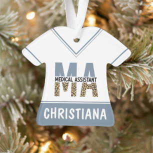 Custom MA Medical Assistant Leopard Print Ornament