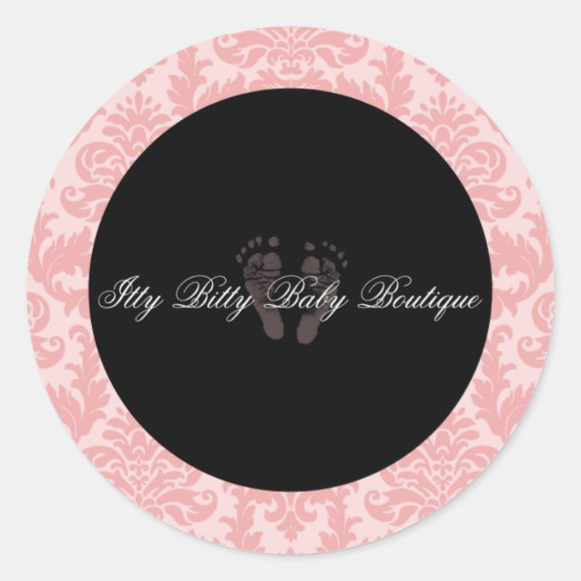 Custom Mackenzie Damask Chic Round Sticker (Vorderseite)