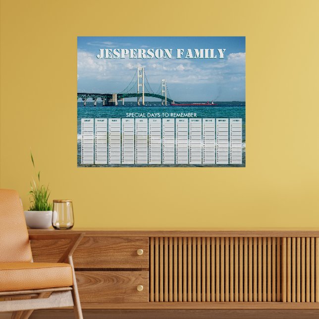 Custom Mackinac Bridge Birthday Calendar Poster (Wohnzimmer 2)