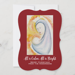 Custom Madonna and Child Watercolor Urlaubskarte