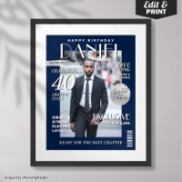 Custom Magazine Cover, Modern Birthday Portrait