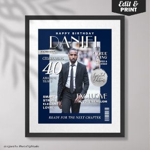 Custom Magazine Cover, Modern Birthday Portrait Poster