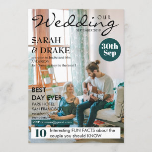 Custom Magazine Cover Style Foto Wedding Einladung