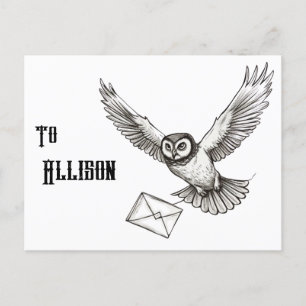 Custom Magic Owl Black and White Flight Post Postkarte