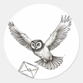 Custom Magic Owl Black and White Flight Post Runder Aufkleber