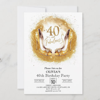 Custom Magical Digital Gold 40. Geburtstag Einladung