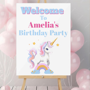 Custom Magical Rainbow Unicorn Geburtstag Willkomm Acrylschild