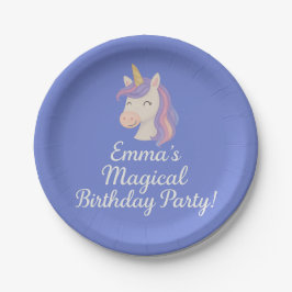 Custom Magical Unicorn Geburtstags-Teller Pappteller