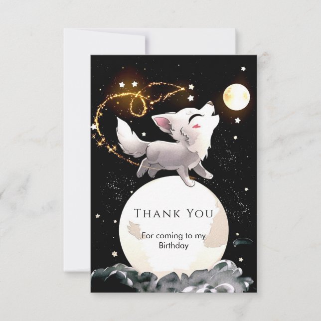 Custom Magical Wolf Geburtstag Dankeskarte (Vorderseite)