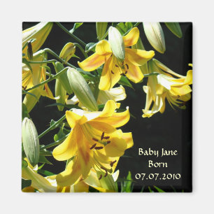 CUSTOM Magnet Baby Born Geburtsdatum Lilien Magnet