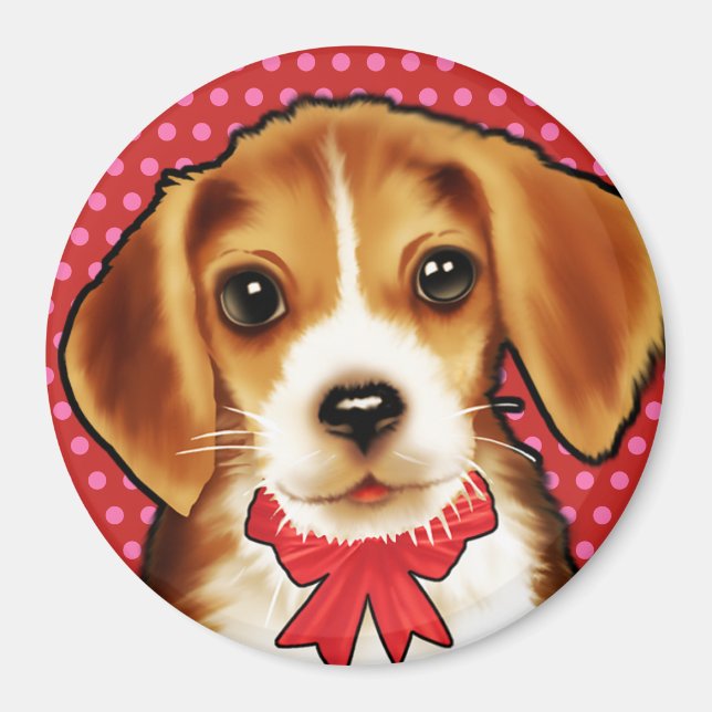 Custom Magnet niedlichen Beagle-Jungtier. (Vorne)