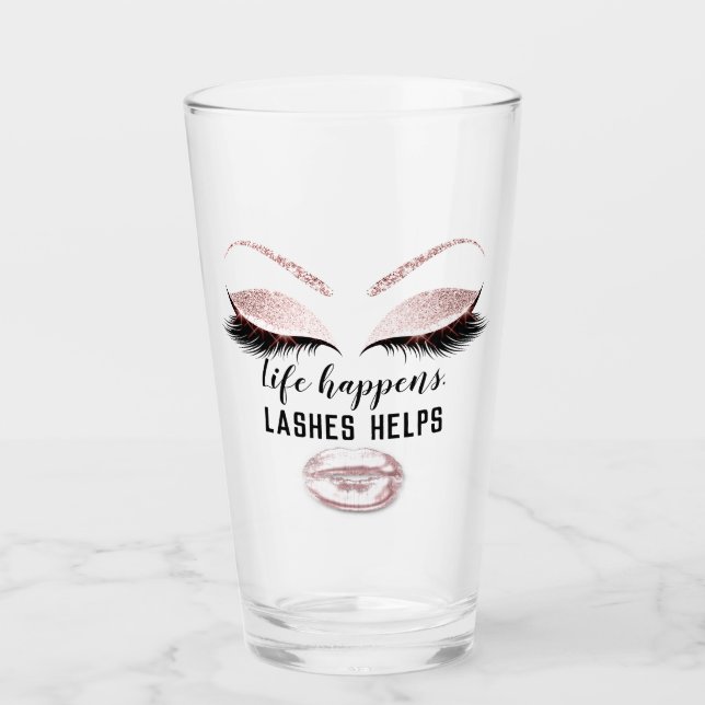 Custom Makeup Artist Eyelash Extension Pink Lippen Glas (Vorderseite)