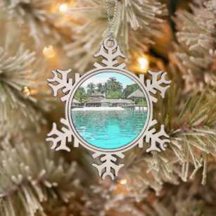Custom Maldives Weihnachten Schneeflocken Zinn-Ornament
