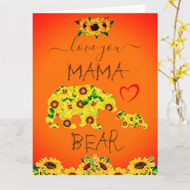 Custom MAMA BEAR Sonnenblumen Mama Geburtstag Mutt Karte (Gelbe Blume)