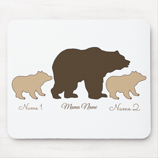 Custom Mama Bear With 2 Kid Names Mothers Day Gift Mousepad (Vorne)