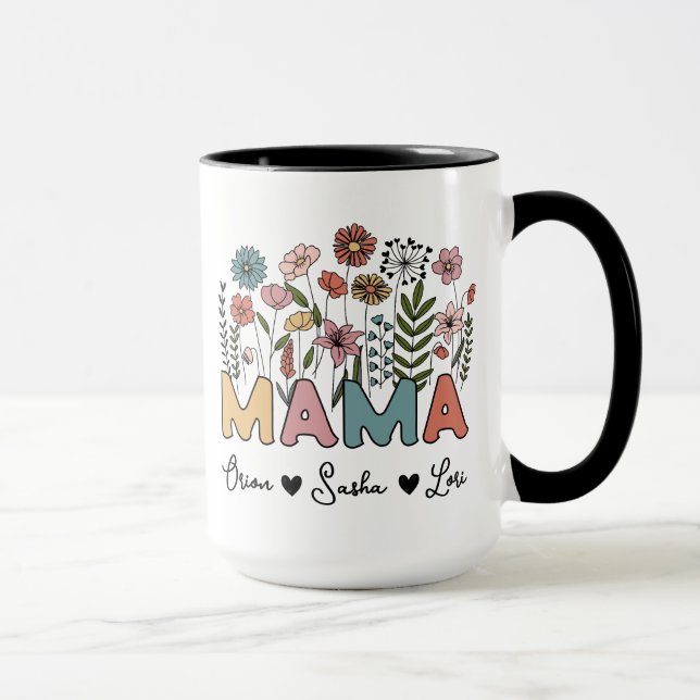 Custom Mama Mug Featuring Her Kids' Names Tasse (Rechts)