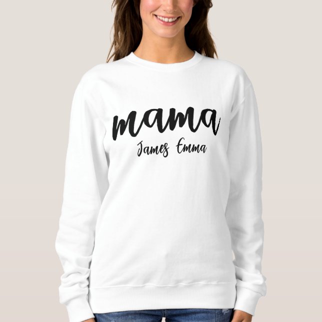 Custom Mama Sweatshirt mit Kindername, personalisi (Vorderseite)