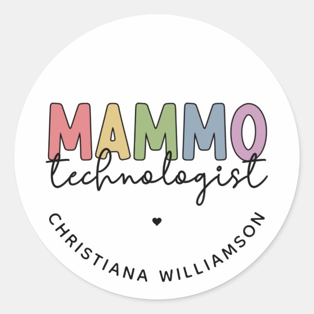 Custom Mammo Technologe Mammographie Tech Runder Aufkleber (Vorderseite)